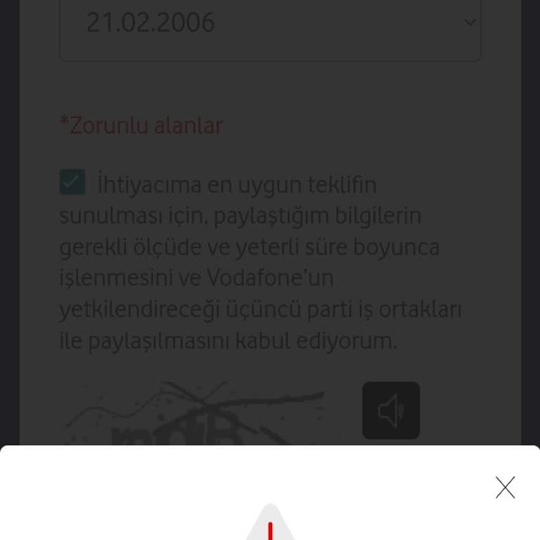 Vodafone Uygulaması İnternet Paketi Hatası
