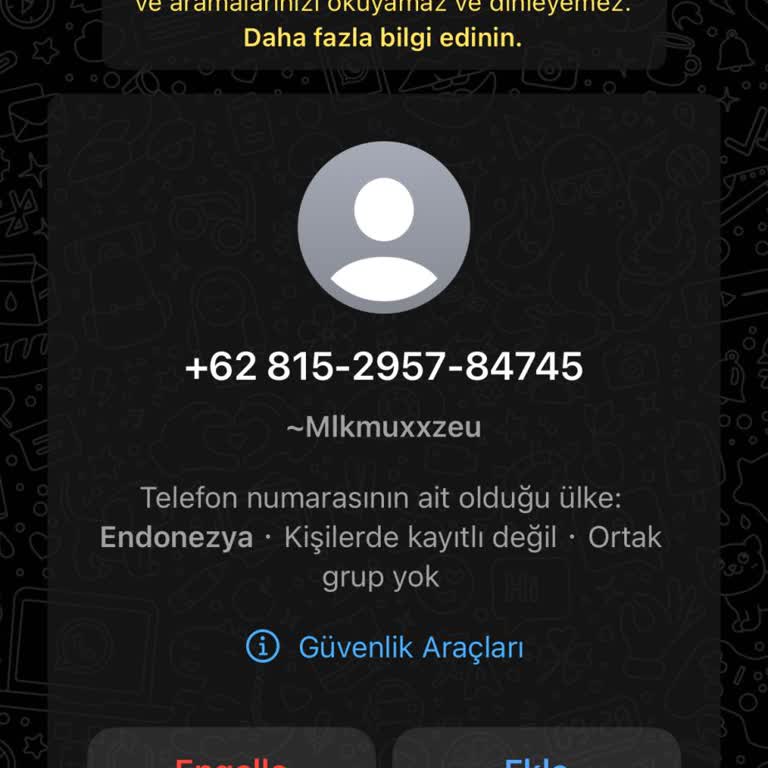 WhatsApp +62 Den Gelen Merhaba Mesajı
