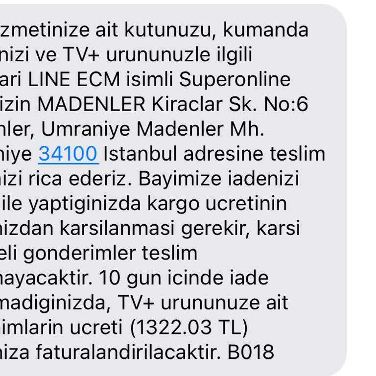 Turkcell TV+ Cihaz İptal İade Kargo Ücreti