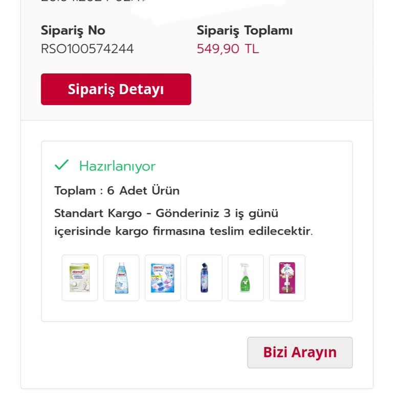 Rossmann 8 Gündür Hazırlanamayan Kargo