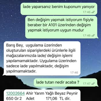 A101 İn 60 Lira Kupon Mesajı Gönderip 57 Lirasını Geri Alması