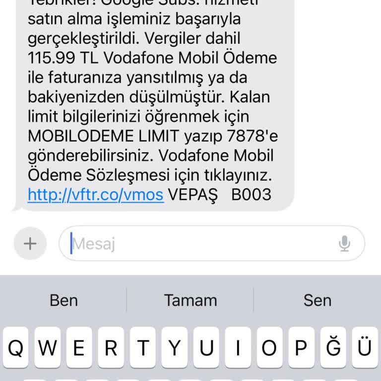 Vodafone Subs Hizmeti Habersiz Para Çekmiş