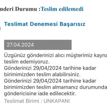 MNG Kargo Teslimat İçin Gelmedi, Aramadı, Şubeye Geri Gönderdi