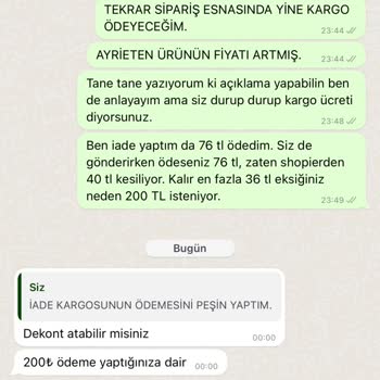 Shopier Sneakersonline İsimli Mağaza Değişimde 200 TL Ücret İstiyor
