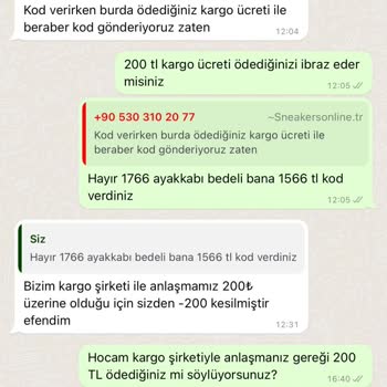 Shopier Sneakersonline İsimli Mağaza Değişimde 200 TL Ücret İstiyor