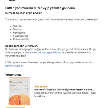 Amazon'dan Aldığım Ürüne Yorumum, "hayali" Kavramlar İle Engellendi.