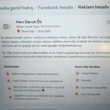 Facebook Reklam Hesabım Kapatılmış!