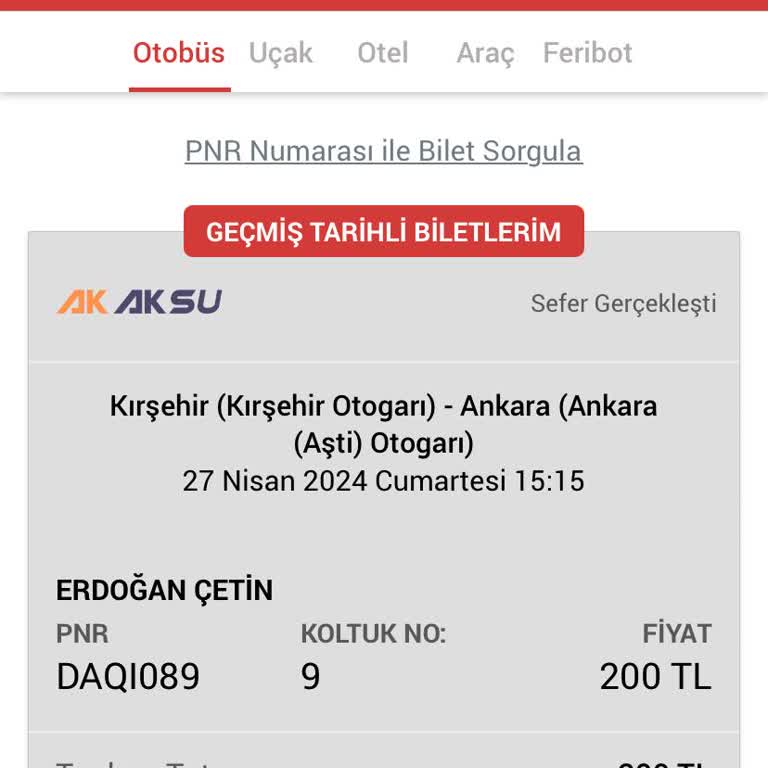 Obilet Üzerinden Bilet İptali