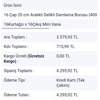 Kalitek Damla Sulama Sistemleri Sulama Sistemi Teslimatı Gecikmesi Ve İptal Sorunu