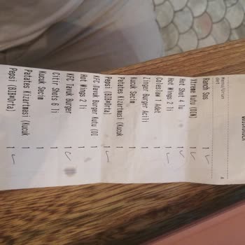 KFC Eksik Menü Verdi