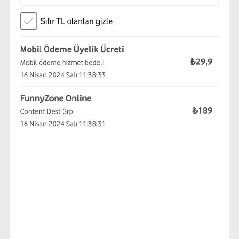 Vodafone Hattımdan İzinsiz Olarak Funnyzone Ödemesi Çekildi