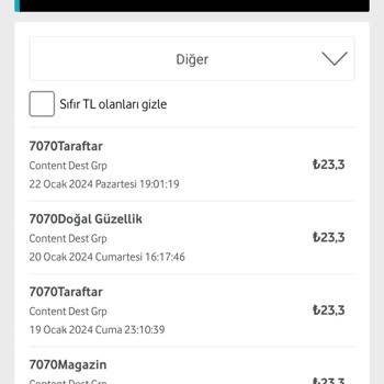 Vodafone 7070 Mesajları Almak İstemiyorum