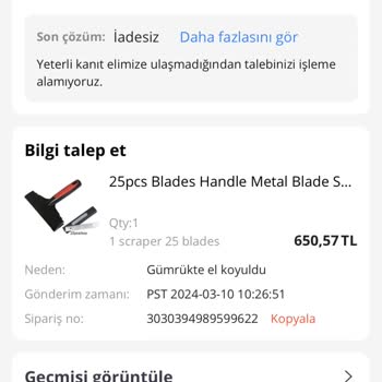 Aliexpress Şikayet Ürün Ücreti İade Edilmiyor