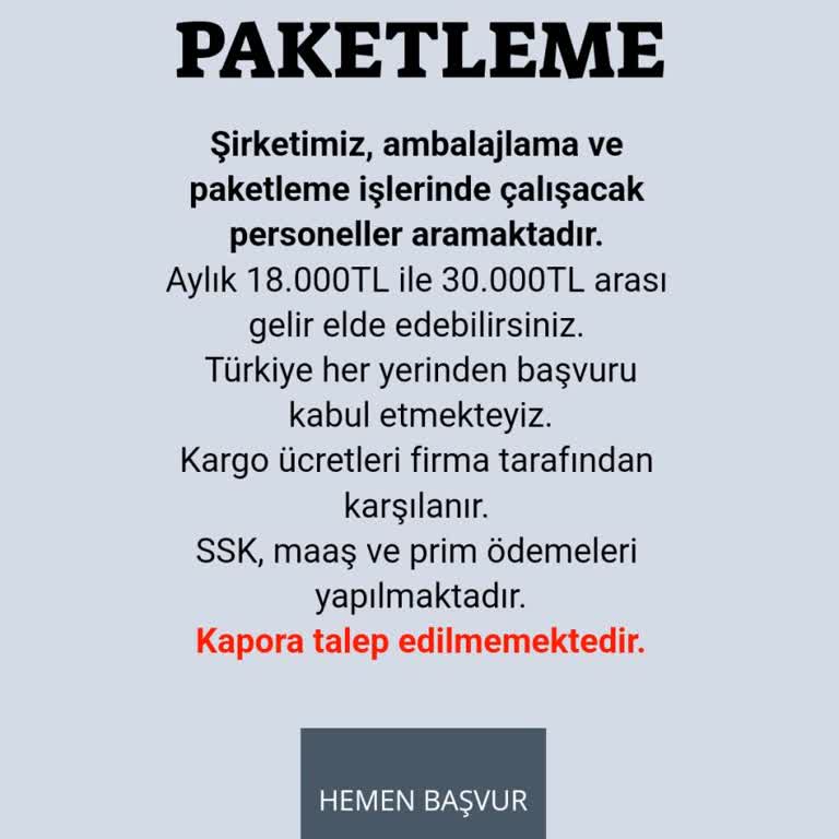 Yankıteks Paketleme Sorumluluk Kabul Etmiyorum