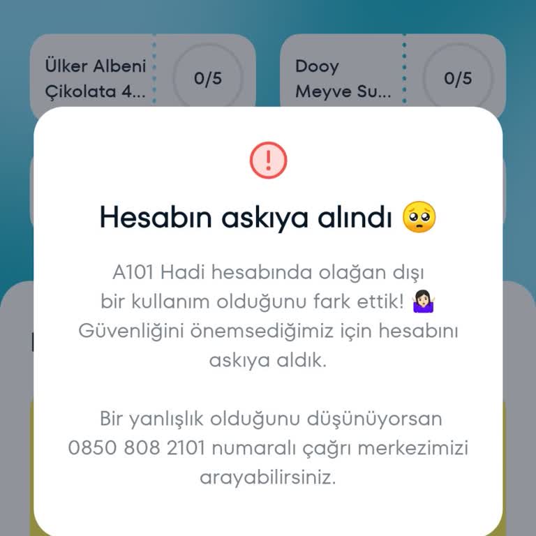 A101 Hesabım Askıya Alındı