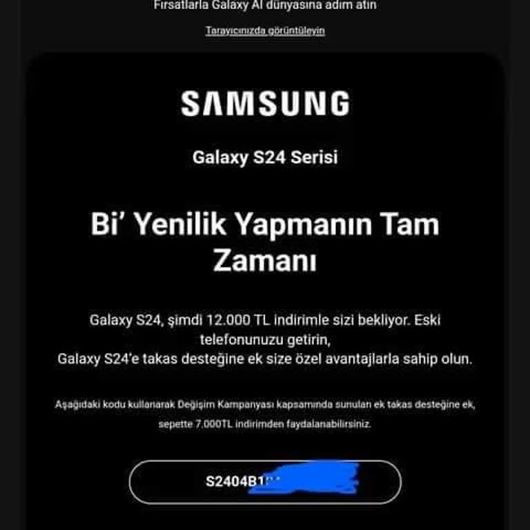 Samsung Promosyon Kodu Kabul Etmemesi
