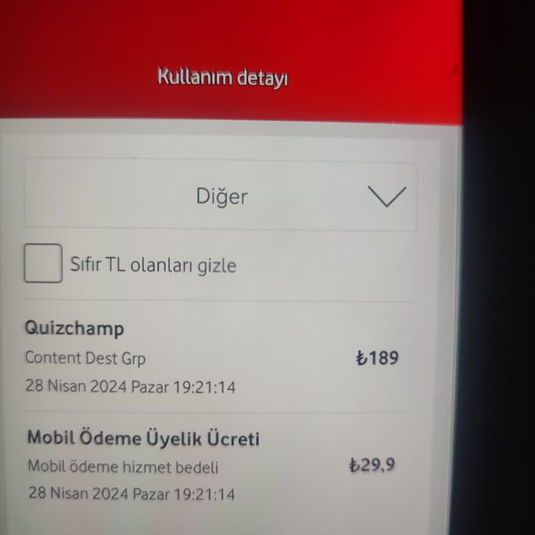 Vodafone Bilgim Dışında Quizchamp Aboneliği Oluşturulmuş