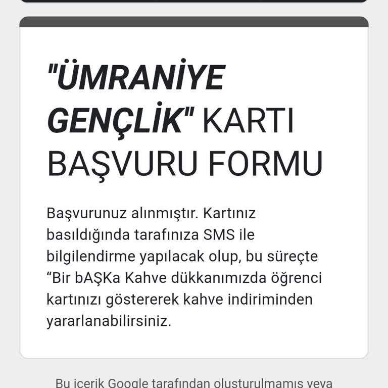 Ümraniye Belediyesi Gelmek Bilmeyen Gençlik Kartı