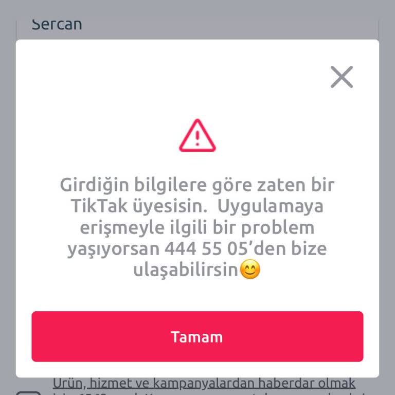 TikTak Kirala Uygulamayı İndirip Üye Olmak İstedim Ama Zaten Bir Üyesiniz Diyor