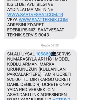 Saat & Saat Bozuk Saat Gönderip Servis Ücreti İstiyorlar