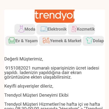 Trendyol Paramı İade Etmiyor! Trendyol Paramın Üzerine Kondu!