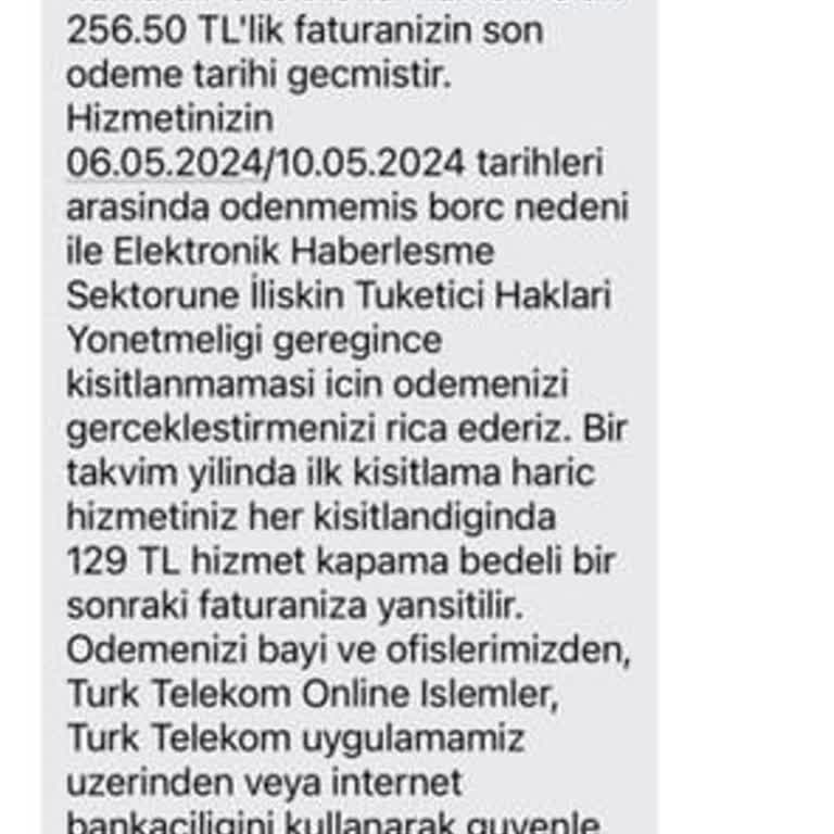 Türk Telekom Başkasının Borç Bilgilendirmesi Tarafıma Geliyor