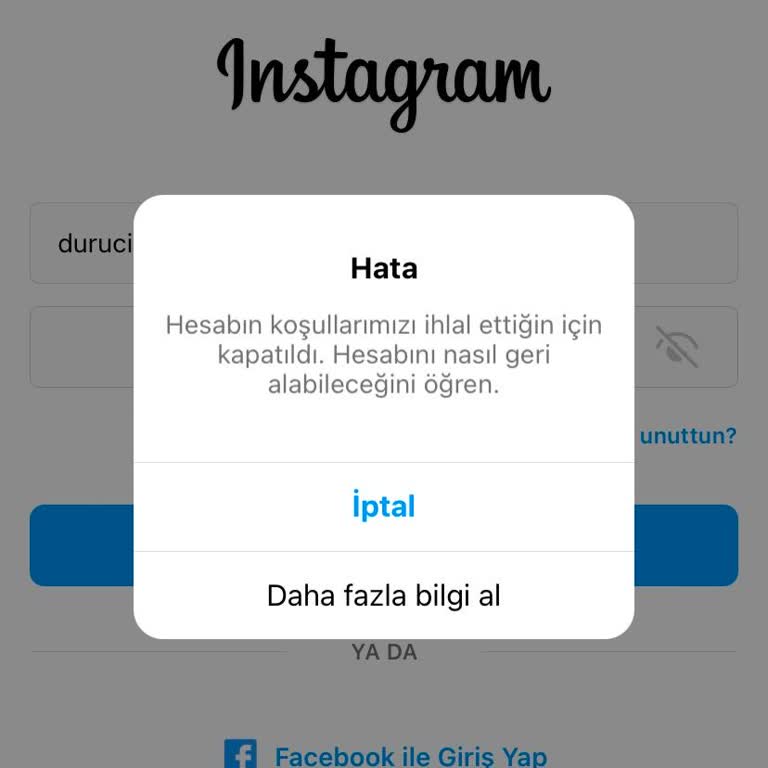 Instagram Hesabım Kapatıldı