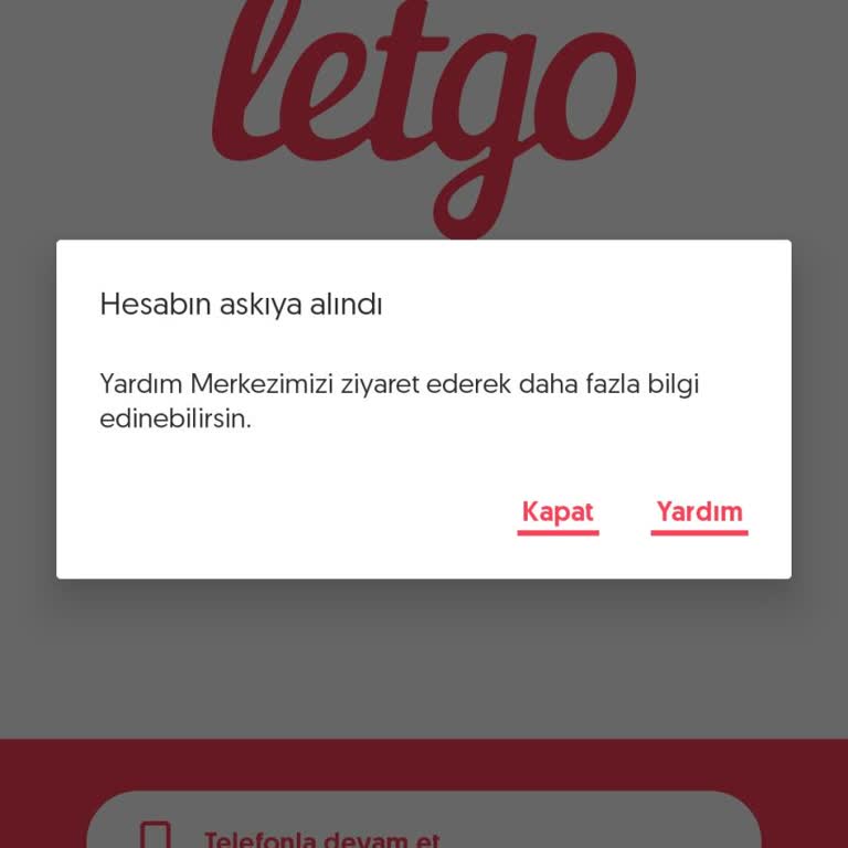 Letgo Hesabı Askıya Alma