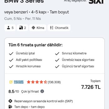 Sixt Global Discovercars Araç Sınıfı Aldatmacası