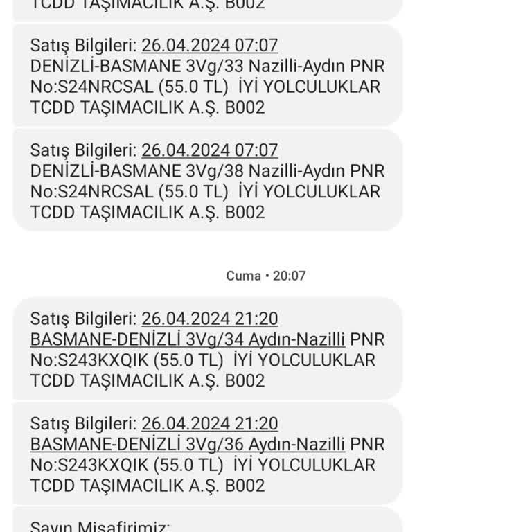 TCDD G. M Bozuk Para Yok Bilet Yok Ve Aynı T. C. Kimlik No
