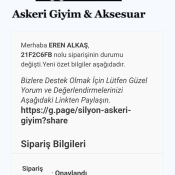 Silyon Askeri Giyim Müşteri Memnuniyetsizliği Ve Mağduriyet