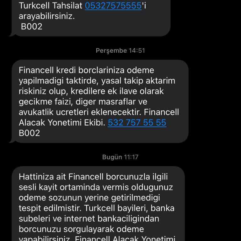 Turkcell Financell Kredi Ödemesi Gecikmesi Mesajı Alıyorum