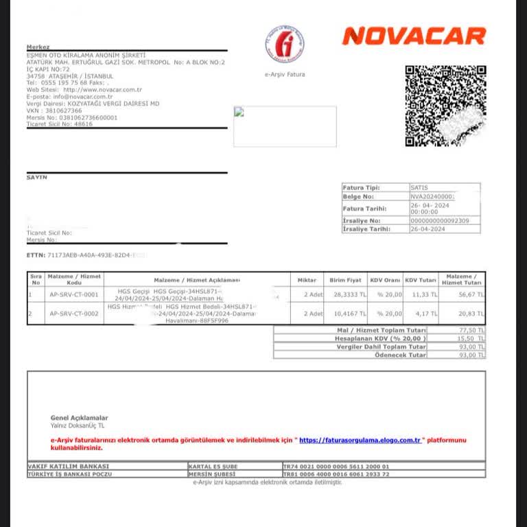 Novacar Haksiz Yere Alınan Ücret