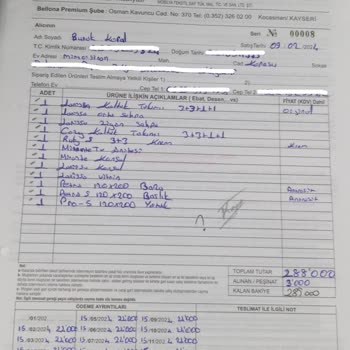 B**** Bellona Kayseri Firması İnsanları Bilerek Mağdur Ediyor