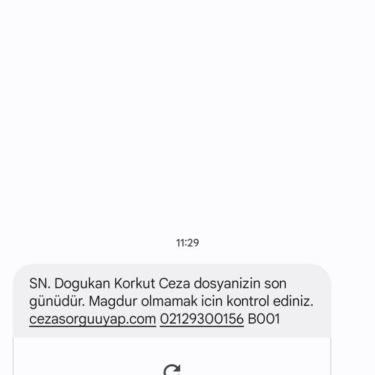ERESTA (SMS) Eresta SMS İle Tarafıma Gelen Yanıltıcı Mesaj