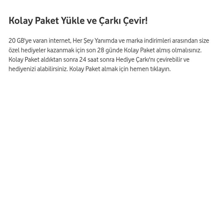 Vodafone Yanımda Hediye Çarkı