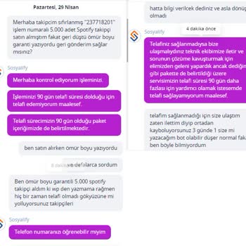 Sosyalify Teknik Ekibe Sözde İletilen Garanti Takipçiler