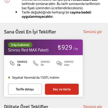 Vodafone Tarife Taahhüt Cayma Bedeli