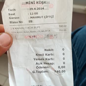 Mini Köşk Kahvaltıda Beklenmedik Fiyat Sürprizi