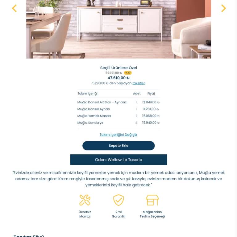 Weltew Home Muğla Yemek Odası Takımı Renk Sorunu!