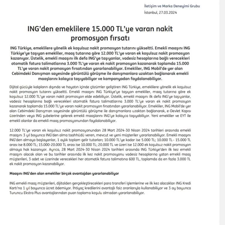 ING Bankası Promosyon Sorunu