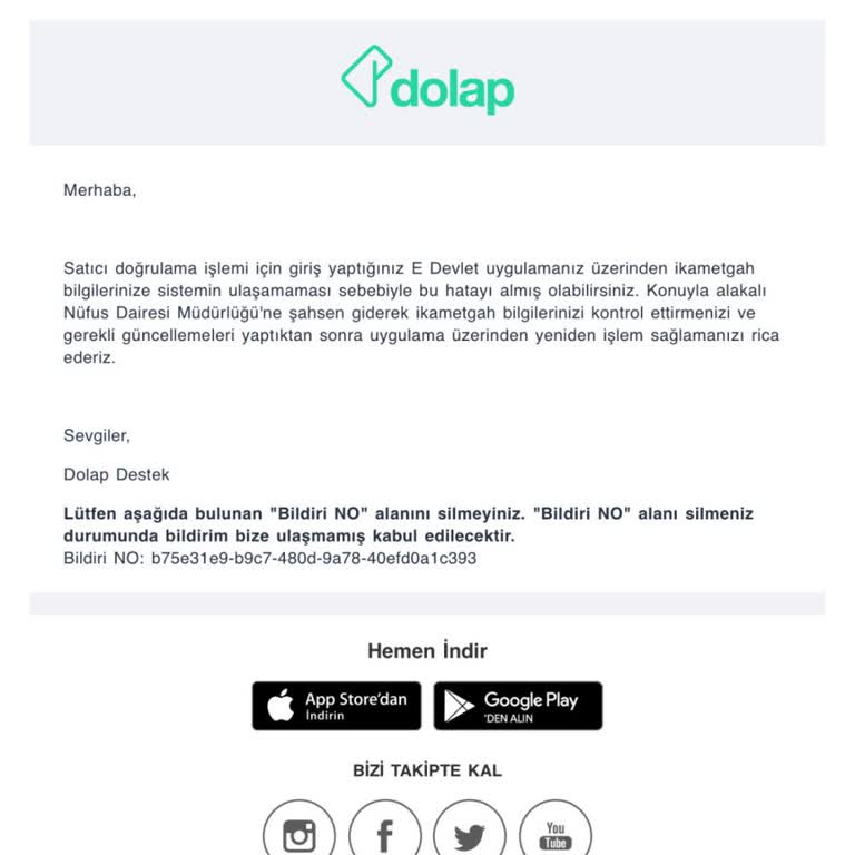 Dolap Satıcı Kimliğimi Doğrulamıyor