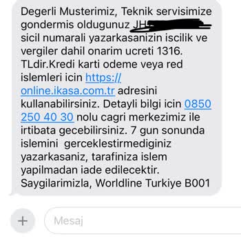 Worldline Wordline Servisi Bozduğu Cihazdan Ücret Talep Ediyor