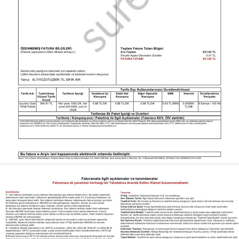 Vodafone Faturalı Olmak Pişmanlıktır (adımlı Aşım İnternet Ücreti)