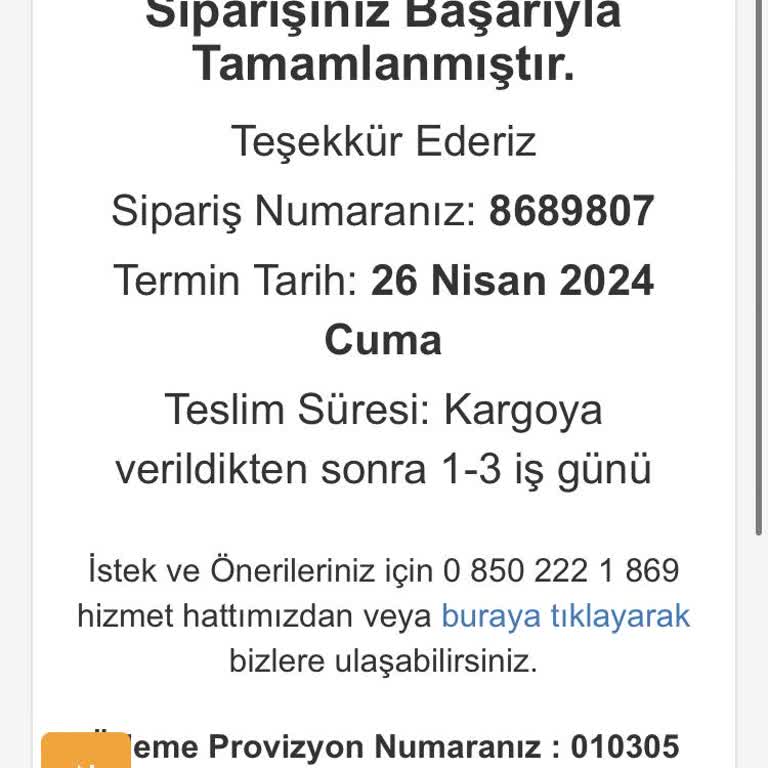 Temiz Mama Geciken Sipariş Ve Çözüme Ulaşılmaması!