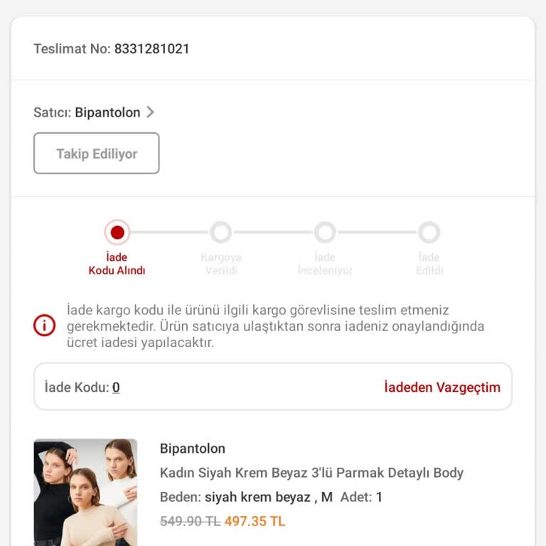 Bipantolon Trendyol Mağduriyeti İade Kargo