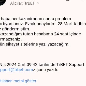 Trbet Oyunlarda Kazandığım Ödemeyi Yapmıyor... Güvenilmez Site