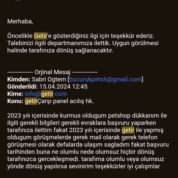 Getir Çarşı Mağduriyetlik