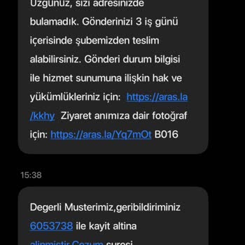 Aras Kargo 4054525931216 Takip Numaralı Aras Kargom Adresime Gelmedi.