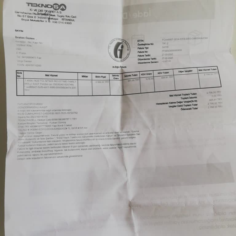 Teknosa'dan Aldığım TCL Marka Saatin Garanti Dışı